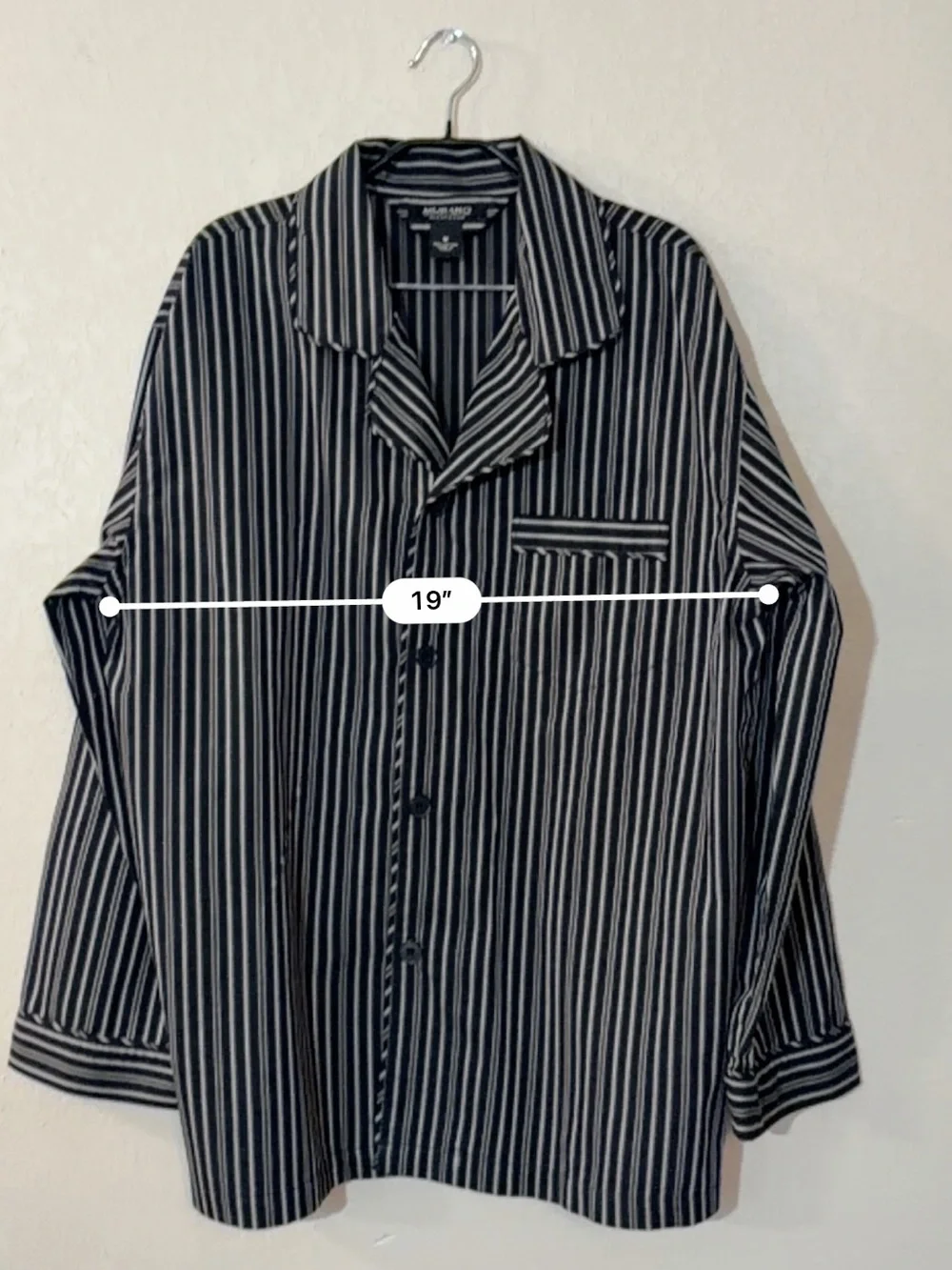 Cotton Murano Long Sleeve Pajama Two Piece Set size Medium Black Gray Stripe